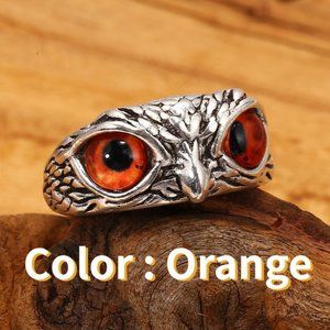 (BI) Adjustable orange eyes eagle ring